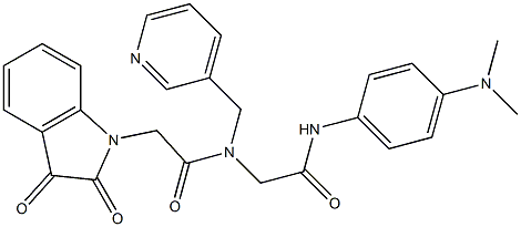 N-{2-[4-(DIMETHYLAMINO)ANILINO]-2-OXOETHYL}-2-(2,3-DIOXO-2,3-DIHYDRO-1H-INDOL-1-YL)-N-(3-PYRIDINYLMETHYL)ACETAMIDE 结构式