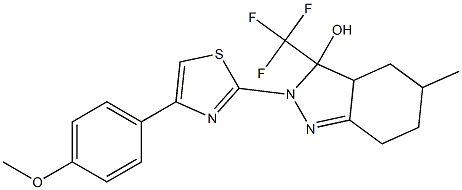 2-[4-(4-METHOXYPHENYL)-1,3-THIAZOL-2-YL]-5-METHYL-3-(TRIFLUOROMETHYL)-3,3A,4,5,6,7-HEXAHYDRO-2H-INDAZOL-3-OL 结构式