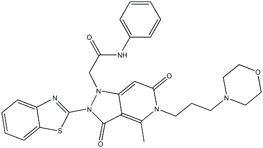 2-(2-(BENZO[D]THIAZOL-2-YL)-4-METHYL-5-(3-MORPHOLINOPROPYL)-3,6-DIOXO-2,3,5,6-TETRAHYDROPYRAZOLO[4,3-C]PYRIDIN-1-YL)-N-PHENYLACETAMIDE 结构式