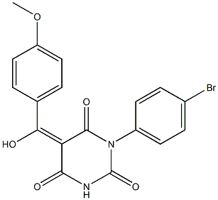 (5E)-1-(4-BROMOPHENYL)-5-[HYDROXY(4-METHOXYPHENYL)METHYLENE]PYRIMIDINE-2,4,6(1H,3H,5H)-TRIONE 结构式