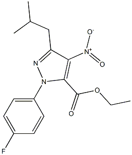 1-(4-FLUOROPHENYL)-3-(2-METHYLPROPYL)-4-NITRO-1H-PYRAZOLE-5-CARBOXYLIC ACID ETHYL ESTER 结构式