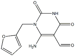 6-AMINO-1-(2-FURYLMETHYL)-2,4-DIOXO-1,2,3,4-TETRAHYDROPYRIMIDINE-5-CARBALDEHYDE 结构式