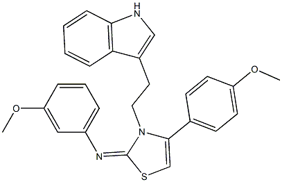 N-[3-[2-(1H-INDOL-3-YL)ETHYL]-4-(4-METHOXYPHENYL)-1,3-THIAZOL-2(3H)-YLIDENE]-3-METHOXYANILINE 结构式