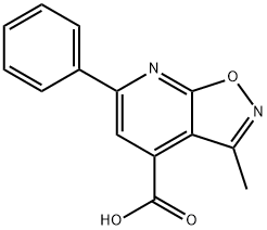3-甲基-6-苯基-[1,2]噁唑并[5,4-B]吡啶-4-羧酸 结构式
