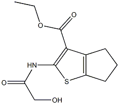 Ethyl 2-(glycoloylamino)-5,6-dihydro-4H-cyclopenta[b]thiophene-3-carboxylate 结构式
