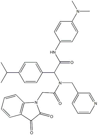 N-(4-(DIMETHYLAMINO)PHENYL)-2-(2-(2,3-DIOXOINDOLIN-1-YL)-N-(PYRIDIN-3-YLMETHYL)ACETAMIDO)-2-(4-ISOPROPYLPHENYL)ACETAMIDE 结构式