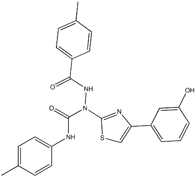 1-[4-(3-HYDROXYPHENYL)-1,3-THIAZOL-2-YL]-2-(4-METHYLBENZOYL)-N-(4-METHYLPHENYL)-1-HYDRAZINECARBOXAMIDE 结构式