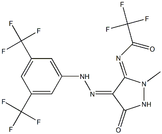 N-((3Z,4E)-4-{[3,5-BIS(TRIFLUOROMETHYL)PHENYL]HYDRAZONO}-2-METHYL-5-OXOPYRAZOLIDIN-3-YLIDENE)-2,2,2-TRIFLUOROACETAMIDE 结构式