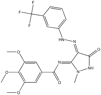 (Z)-3,4,5-TRIMETHOXY-N-((E)-2-METHYL-5-OXO-4-(2-(3-(TRIFLUOROMETHYL)PHENYL)HYDRAZONO)PYRAZOLIDIN-3-YLIDENE)BENZAMIDE 结构式