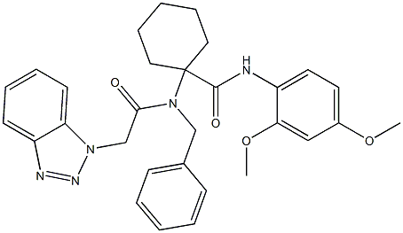 1-(2-(1H-Benzo[d][1,2,3]triazol-1-yl)-N-benzylacetamido)-N-(2,4-dimethoxyphenyl)cyclohexanecarboxamide 结构式