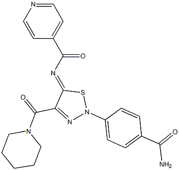 N-[(5Z)-2-[4-(AMINOCARBONYL)PHENYL]-4-[PIPERIDIN-1-YLCARBONYL]-1,2,3-THIADIAZOL-5(2H)-YLIDENE]ISONICOTINAMIDE 结构式