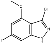 3-BROMO-6-IODO-4-METHOXY (1H)INDAZOLE 结构式