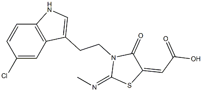 (2E)-[(2E)-3-[2-(5-CHLORO-1H-INDOL-3-YL)ETHYL]-2-(METHYLIMINO)-4-OXO-1,3-THIAZOLIDIN-5-YLIDENE]ACETIC ACID 结构式