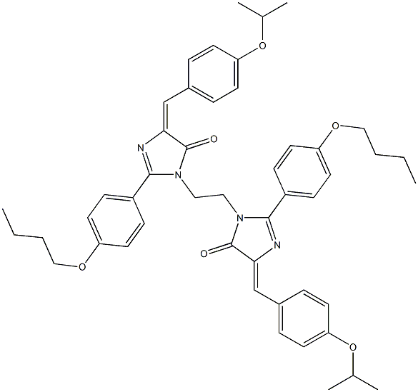 (E)-2-(4-BUTOXYPHENYL)-1-(2-((Z)-2-(4-BUTOXYPHENYL)-4-(4-ISOPROPOXYBENZYLIDENE)-5-OXO-4,5-DIHYDROIMIDAZOL-1-YL)ETHYL)-4-(4-ISOPROPOXYBENZYLIDENE)-1H-IMIDAZOL-5(4H)-ONE 结构式