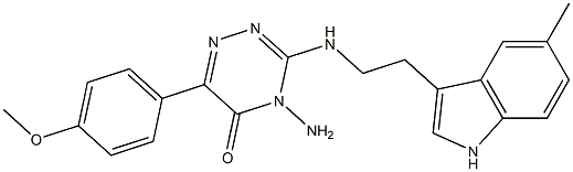 4-AMINO-6-(4-METHOXYPHENYL)-3-{[2-(5-METHYL-1H-INDOL-3-YL)ETHYL]AMINO}-1,2,4-TRIAZIN-5(4H)-ONE 结构式