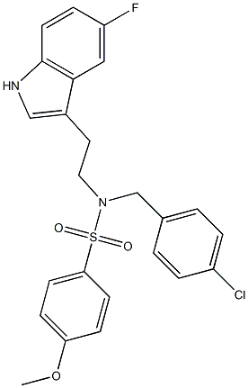 N-(4-CHLOROBENZYL)-N-[2-(5-FLUORO-1H-INDOL-3-YL)ETHYL]-4-METHOXYBENZENESULFONAMIDE 结构式