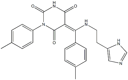 5-[(E)-{[2-(1H-IMIDAZOL-5-YL)ETHYL]AMINO}(4-METHYLPHENYL)METHYLIDENE]-1-(4-METHYLPHENYL)-2,4,6(1H,3H,5H)-PYRIMIDINETRIONE 结构式