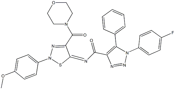 (Z)-1-(4-FLUOROPHENYL)-N-(2-(4-METHOXYPHENYL)-4-(MORPHOLINE-4-CARBONYL)-1,2,3-THIADIAZOL-5(2H)-YLIDENE)-5-PHENYL-1H-1,2,3-TRIAZOLE-4-CARBOXAMIDE 结构式