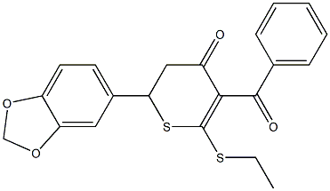 2-BENZO[1,3]DIOXOL-5-YL-5-BENZOYL-6-ETHYLSULFANYL-2,3-DIHYDROTHIOPYRAN-4-ONE 结构式