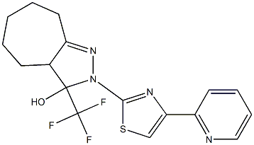 2-(4-PYRIDIN-2-YL-1,3-THIAZOL-2-YL)-3-(TRIFLUOROMETHYL)-2,3,3A,4,5,6,7,8-OCTAHYDROCYCLOHEPTA[C]PYRAZOL-3-OL 结构式