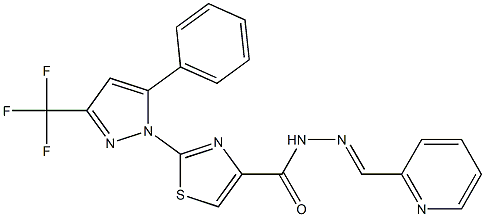 2-[5-PHENYL-3-(TRIFLUOROMETHYL)-1H-PYRAZOL-1-YL]-N'-[(1E)-PYRIDIN-2-YLMETHYLENE]-1,3-THIAZOLE-4-CARBOHYDRAZIDE 结构式