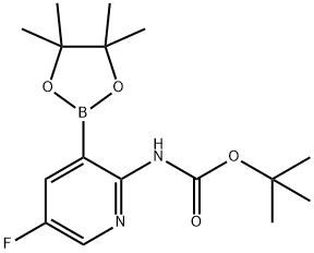 (5-氟-3-(4,4,5,5-四甲基-1,3,2-二氧杂环戊硼烷-2-基)吡啶-2-基)氨基甲酸叔丁酯 结构式