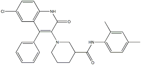 1-(6-CHLORO-2-OXO-4-PHENYL-1,2-DIHYDRO-3-QUINOLINYL)-N-(2,4-DIMETHYLPHENYL)-3-PIPERIDINECARBOXAMIDE 结构式