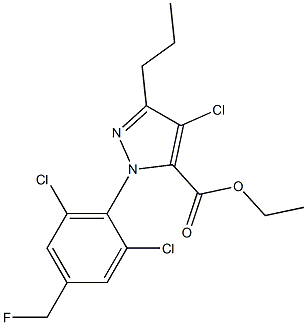 4-CHLORO-1-[2,6-DICHLORO-4-(FLUOROMETHYL)PHENYL]-3-PROPYL-1H-PYRAZOLE-5-CARBOXYLIC ACID ETHYL ESTER 结构式