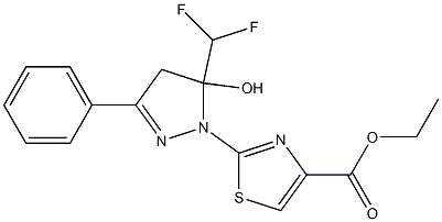 Ethyl 2-[5-(difluoromethyl)-5-hydroxy-3-phenyl-4,5-dihydro-1H-pyrazol-1-yl]-1,3-thiazole-4-carboxylate 结构式