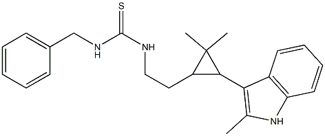 N-BENZYL-N'-{2-[2,2-DIMETHYL-3-(2-METHYL-1H-INDOL-3-YL)CYCLOPROPYL]ETHYL}THIOUREA 结构式
