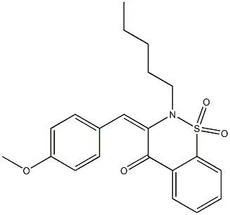 (3E)-3-(4-Methoxybenzylidene)-2-pentyl-2,3-dihydro-4H-1,2-benzothiazin-4-one 1,1-dioxide 结构式