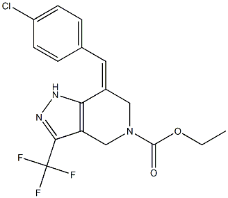 7-(E)-P-CHLOROBENZYLIDENE-5-ETHOXYCARBONYL-4,5,6,7-TETRAHYDRO-3-(TRIFLUOROMETHYL)PYRAZOLO-[4,3-C]-PYRIDINE 结构式