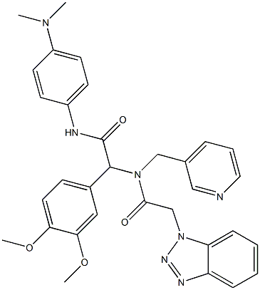 2-(2-(1H-BENZO[D][1,2,3]TRIAZOL-1-YL)-N-(PYRIDIN-3-YLMETHYL)ACETAMIDO)-2-(3,4-DIMETHOXYPHENYL)-N-(4-(DIMETHYLAMINO)PHENYL)ACETAMIDE 结构式