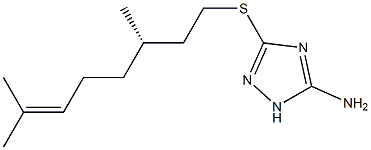 3-([(3S)-3,7-DIMETHYLOCT-6-ENYL]THIO)-1H-1,2,4-TRIAZOL-5-AMINE 结构式