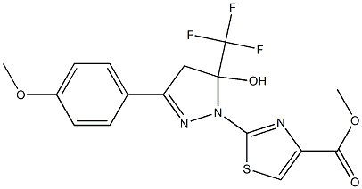 METHYL 2-[5-HYDROXY-3-(4-METHOXYPHENYL)-5-(TRIFLUOROMETHYL)-4,5-DIHYDRO-1H-PYRAZOL-1-YL]-1,3-THIAZOLE-4-CARBOXYLATE 结构式