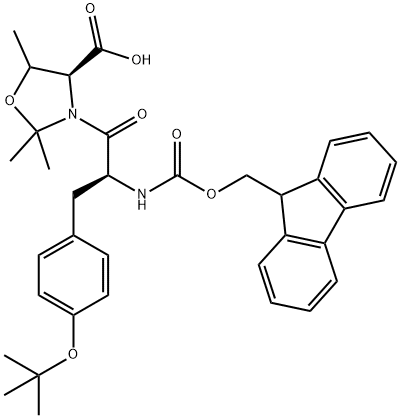 (4S)-3-[(2S)-3-[4-(叔丁氧基)苯基]-2-[[芴甲氧羰基]氨基]-1-氧代丙基]-2,2,5-三甲基-4-恶唑烷羧酸 结构式