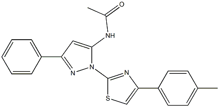 N-{1-[4-(4-METHYLPHENYL)-1,3-THIAZOL-2-YL]-3-PHENYL-1H-PYRAZOL-5-YL}ACETAMIDE 结构式
