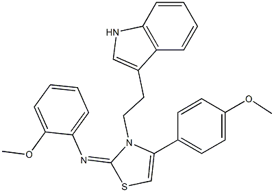 N-[(2E)-3-[2-(1H-INDOL-3-YL)ETHYL]-4-(4-METHOXYPHENYL)-1,3-THIAZOL-2(3H)-YLIDENE]-N-(2-METHOXYPHENYL)AMINE 结构式