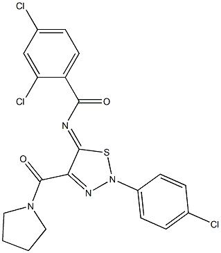 2,4-Dichloro-N-[(5Z)-2-(4-chlorophenyl)-4-(pyrrolidin-1-ylcarbonyl)-1,2,3-thiadiazol-5(2H)-ylidene]benzamide 结构式
