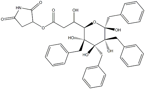 2-(1,2,3,4-TETRABENZYL-BETA-D-GLUCOPYRANOS-6-YL)-ACETIC ACID HYDROXYSUCCINIMIDESTER 结构式