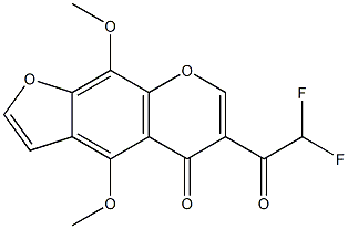 6-DIFLUOROACETYL-4,9-DIMETHOXY-5H-FURO-[3,2-G]-CHROMENE-5-ONE 结构式