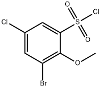 3-溴-5-氯-2-甲氧基苯-1-磺酰氯 结构式