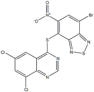 4-[(7-Bromo-5-nitro-2,1,3-benzothiadiazol-4-yl)thio]-6,8-dichloroquinazoline 结构式
