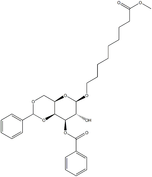 8-METHOXYCARBONYLOCT-1-YL 3-O-BENZOYL-4,6-O-BENZYLIDENE-BETA-D-GALACTOPYRANOSIDE 结构式
