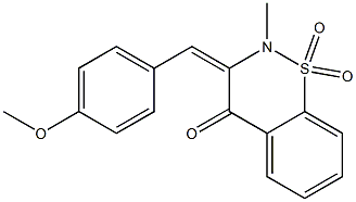 (3E)-3-(4-METHOXYBENZYLIDENE)-2-METHYL-2,3-DIHYDRO-4H-1,2-BENZOTHIAZIN-4-ONE 1,1-DIOXIDE 结构式