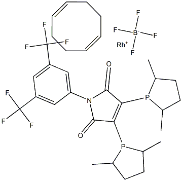 3,4-双[(2R,5R)-2,5-二甲基磷烷基]-1-[3,5-二(三氟甲基)苯基]-1H-吡咯-2,5-二酮(1,5-环辛二烯)四氟硼酸铑(I) 结构式