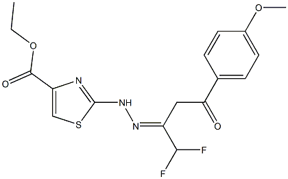 (E)-ETHYL 2-(2-(1,1-DIFLUORO-4-(4-METHOXYPHENYL)-4-OXOBUTAN-2-YLIDENE)HYDRAZINYL)THIAZOLE-4-CARBOXYLATE 结构式