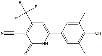 4-(TRIFLUOROMETHYL)-1,2-DIHYDRO-6-(4-HYDROXY-3,5-DIMETHYLPHENYL)-2-OXOPYRIDINE-3-CARBONITRILE 结构式