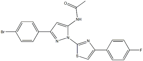 N-{3-(4-BROMOPHENYL)-1-[4-(4-FLUOROPHENYL)-1,3-THIAZOL-2-YL]-1H-PYRAZOL-5-YL}ACETAMIDE 结构式