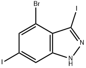 4-BROMO-3,6-DIIODO (1H)INDAZOLE 结构式